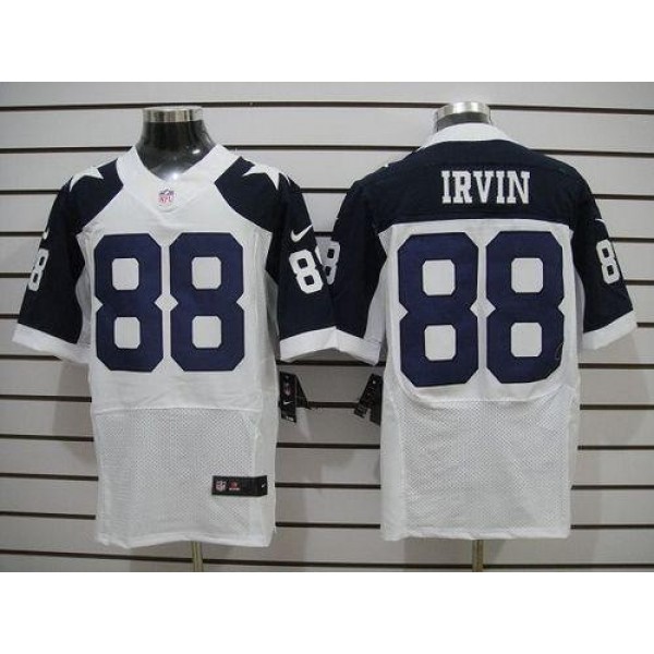 Nike Cowboys #88 Michael Irvin White Thanksgiving Throwback Men's Stitched NFL Elite Jersey