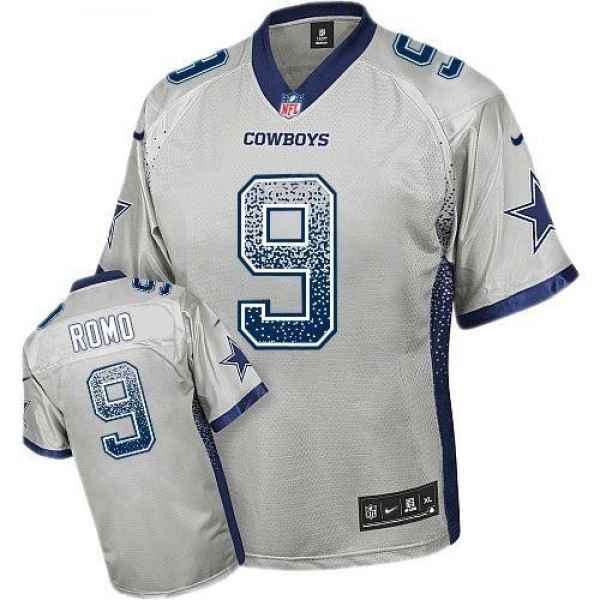 Nike Cowboys #9 Tony Romo Grey Men's Stitched NFL Elite Drift Fashion Jersey