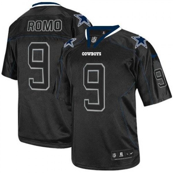 Nike Cowboys #9 Tony Romo Lights Out Black Men's Stitched NFL Elite Jersey