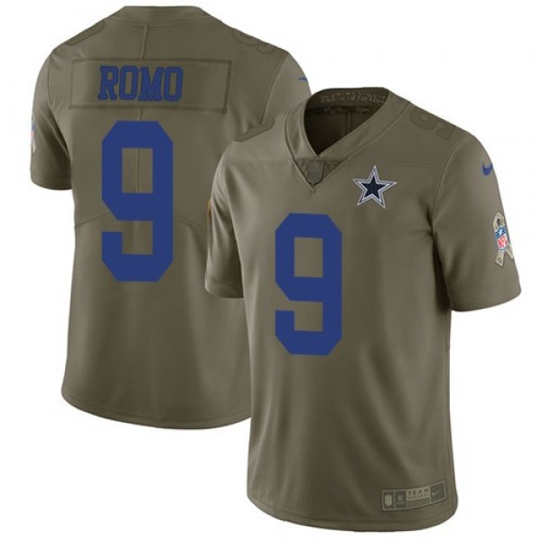 Nike Cowboys #9 Tony Romo Olive Men's Stitched NFL Limited 2017 Salute To Service Jersey