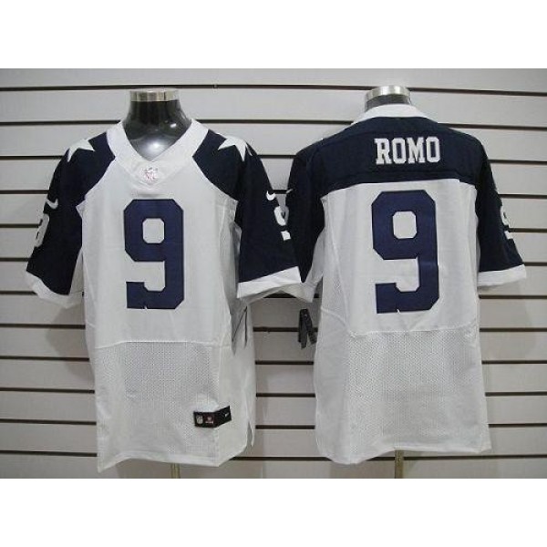 Nike Cowboys #9 Tony Romo White Thanksgiving Throwback Men's Stitched NFL Elite Jersey