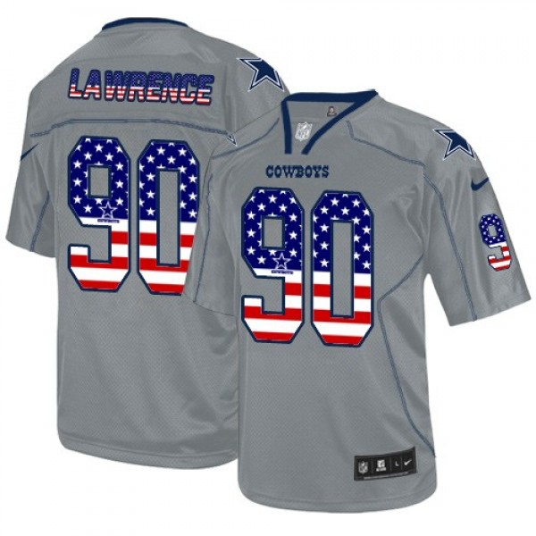 Nike Cowboys #90 Demarcus Lawrence Grey Men's Stitched NFL Elite USA Flag Fashion Jersey