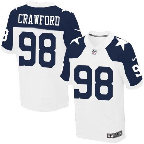 Nike Cowboys #98 Tyrone Crawford White Thanksgiving Throwback Men's Stitched NFL Elite Jersey