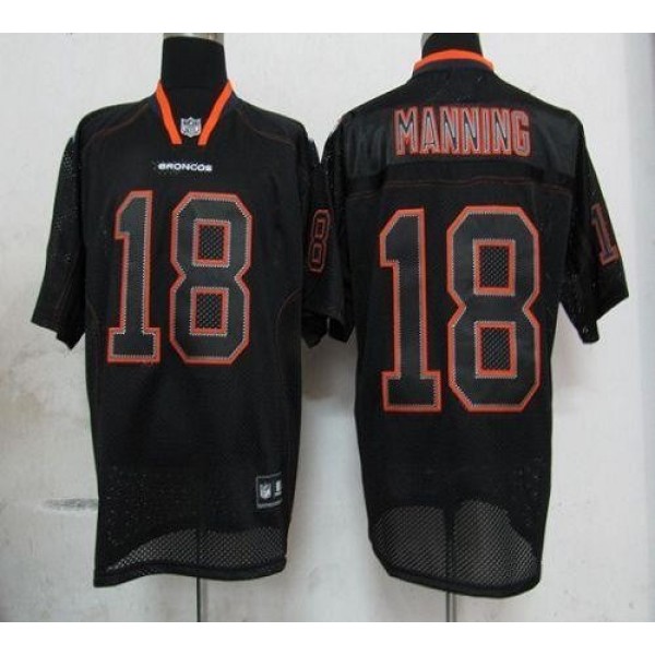 Broncos #18 Peyton Manning Lights Out Black Stitched NFL Jersey
