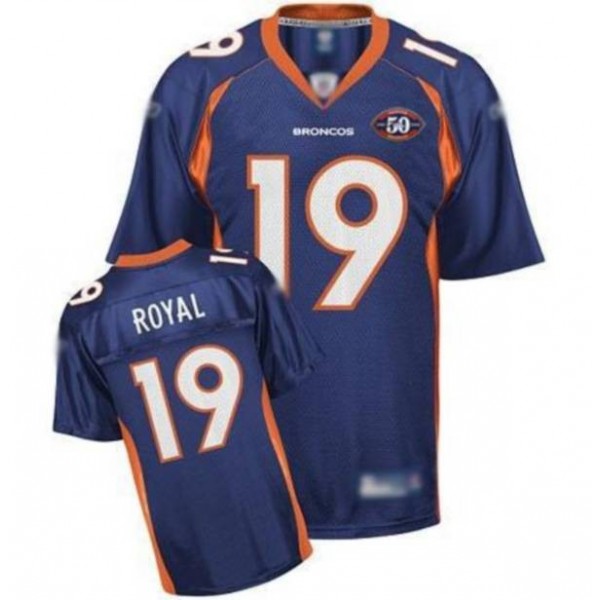 Broncos #19 Eddie Royal Blue Team 50th Anniversary Patch Stitched NFL Jersey
