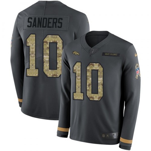 Nike Broncos #10 Emmanuel Sanders Anthracite Salute to Service Men's Stitched NFL Limited Therma Long Sleeve Jersey
