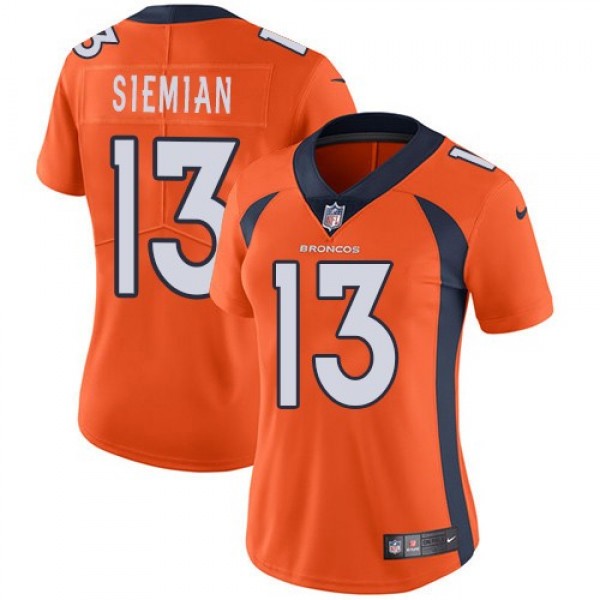 Women's Broncos #13 Trevor Siemian Orange Team Color Stitched NFL Vapor Untouchable Limited Jersey
