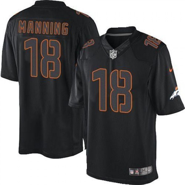 Nike Broncos #18 Peyton Manning Black Men's Stitched NFL Impact Limited Jersey