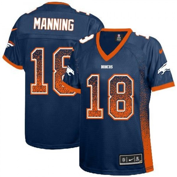 Women's Broncos #18 Peyton Manning Blue Alternate Stitched NFL Elite Drift Jersey