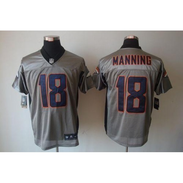 Nike Broncos #18 Peyton Manning Grey Shadow Men's Stitched NFL Elite Jersey