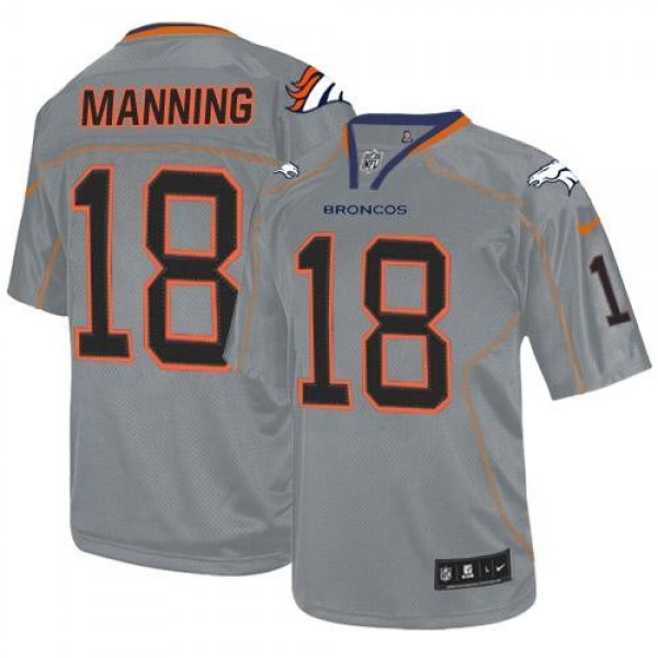 Nike Broncos #18 Peyton Manning Lights Out Grey Men's Stitched NFL Elite Jersey