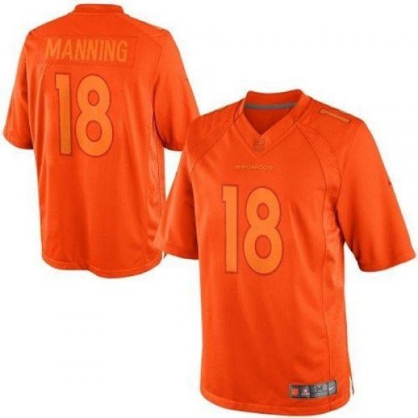 Nike Broncos #18 Peyton Manning Orange Men's Stitched NFL Drenched Limited Jersey