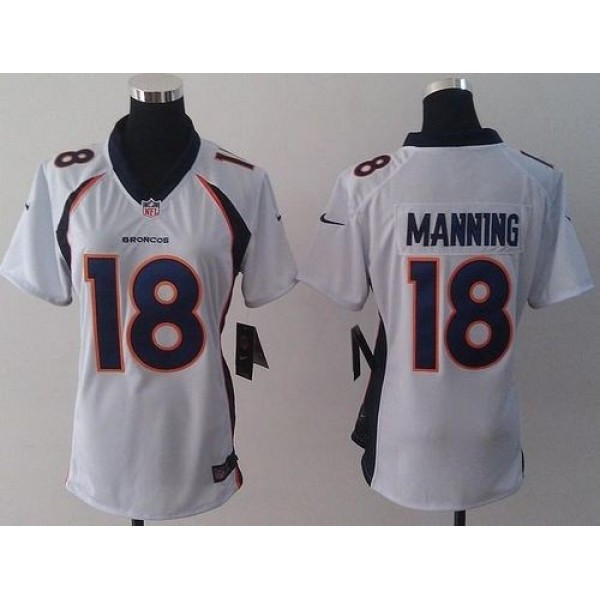 Women's Broncos #18 Peyton Manning White Stitched NFL New Elite Jersey