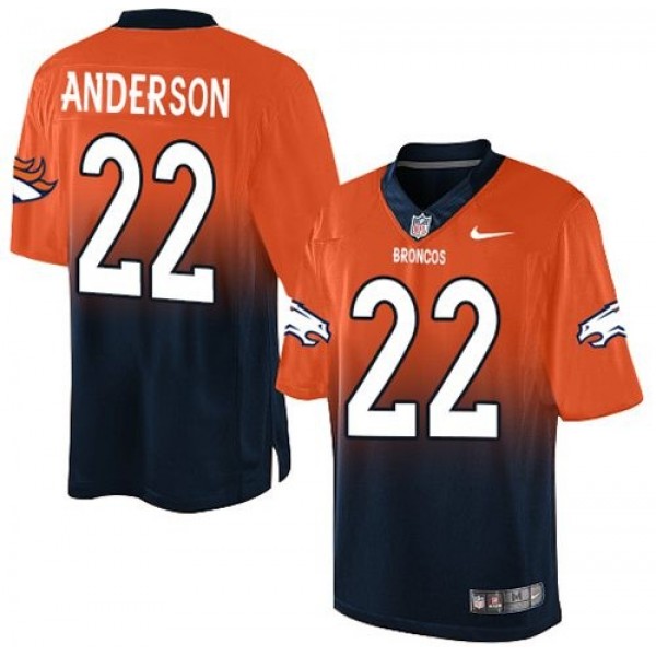 Nike Broncos #22 C.J. Anderson Orange/Navy Blue Men's Stitched NFL Elite Fadeaway Fashion Jersey