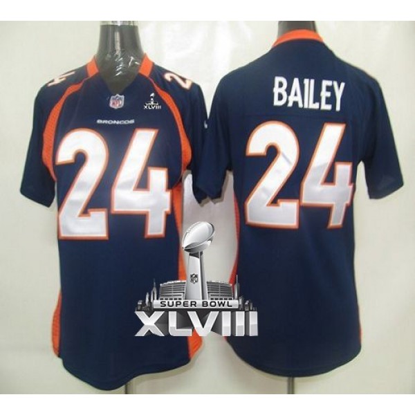 Women's Broncos #24 Champ Bailey Blue Alternate Super Bowl XLVIII Stitched NFL Elite Jersey