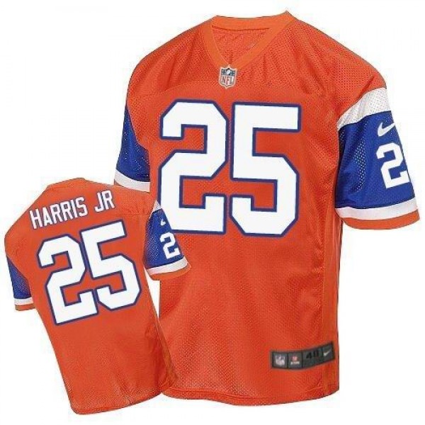 Nike Broncos #25 Chris Harris Jr Orange Throwback Men's Stitched NFL Elite Jersey