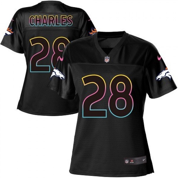 Women's Broncos #28 Jamaal Charles Black NFL Game Jersey