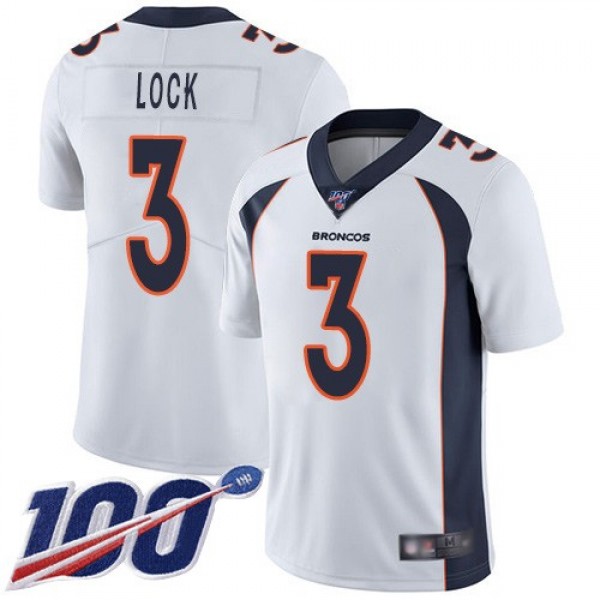 Nike Broncos #3 Drew Lock White Men's Stitched NFL 100th Season Vapor Limited Jersey