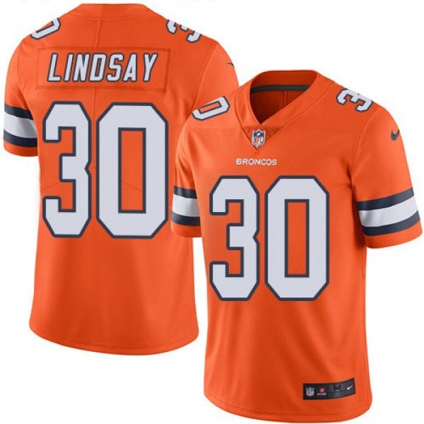 Nike Broncos #30 Phillip Lindsay Orange Men's Stitched NFL Limited Rush Jersey