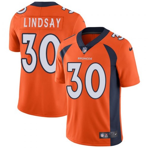Nike Broncos #30 Phillip Lindsay Orange Team Color Men's Stitched NFL Vapor Untouchable Limited Jersey