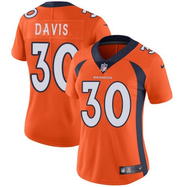 Women's Broncos #30 Terrell Davis Orange Team Color Stitched NFL Vapor Untouchable Limited Jersey