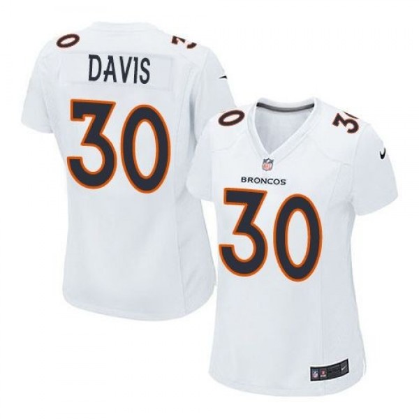 Women's Broncos #30 Terrell Davis White Stitched NFL Game Event Jersey