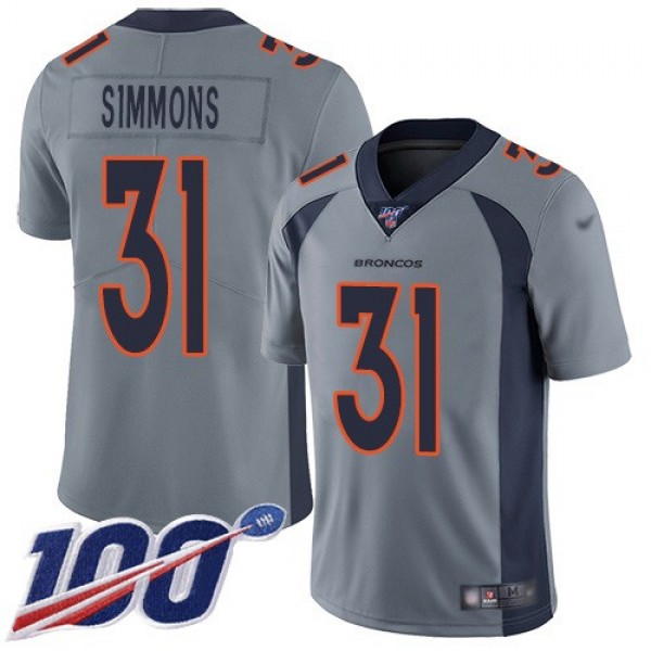 Nike Broncos #31 Justin Simmons Gray Men's Stitched NFL Limited Inverted Legend 100th Season Jersey