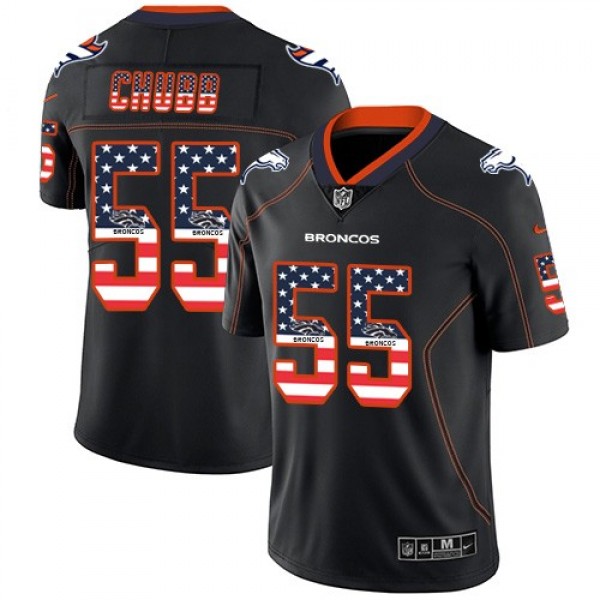 Nike Broncos #55 Bradley Chubb Black Men's Stitched NFL Limited Rush USA Flag Jersey