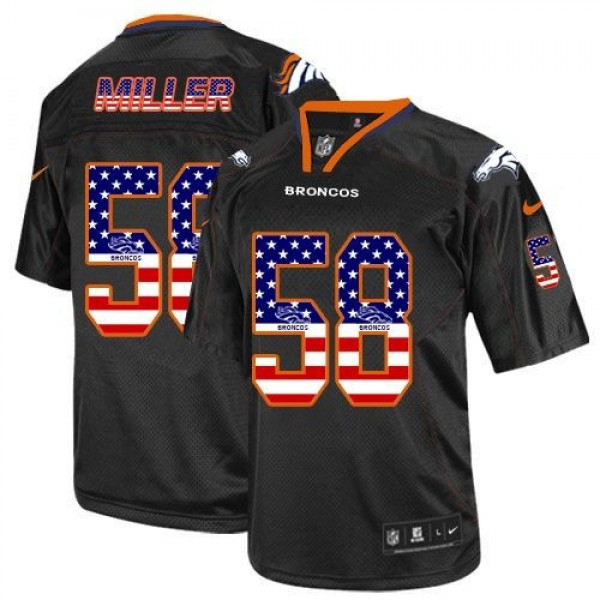 Nike Broncos #58 Von Miller Black Men's Stitched NFL Elite USA Flag Fashion Jersey