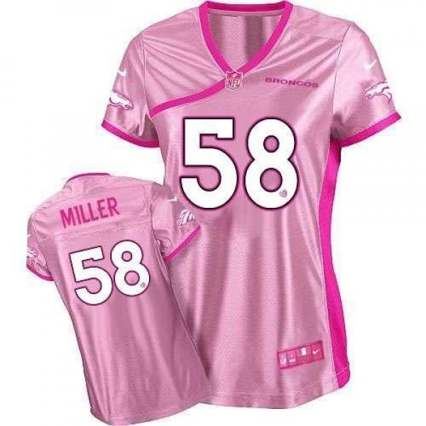 Women's Broncos #58 Von Miller Pink Be Luv'd Stitched NFL Elite Jersey