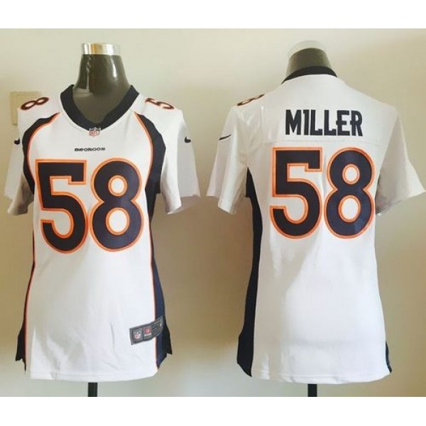 Women's Broncos #58 Von Miller White Stitched NFL Elite Jersey