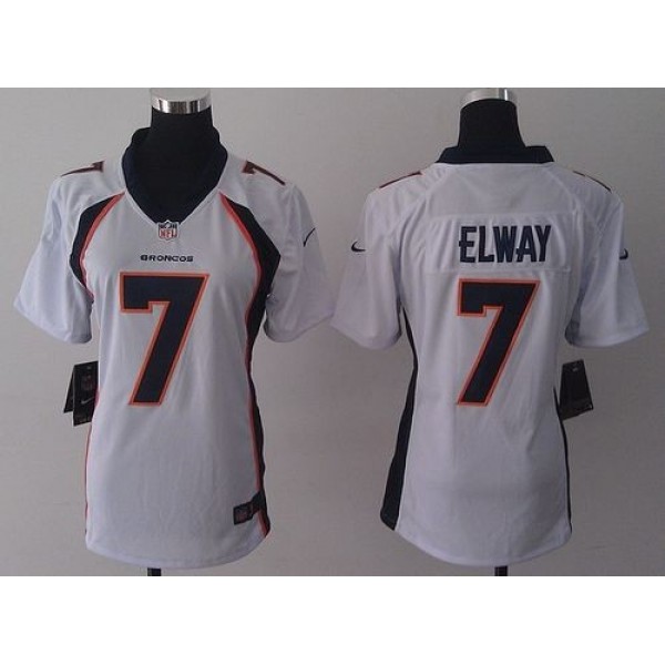 Women's Broncos #7 John Elway White Stitched NFL New Elite Jersey