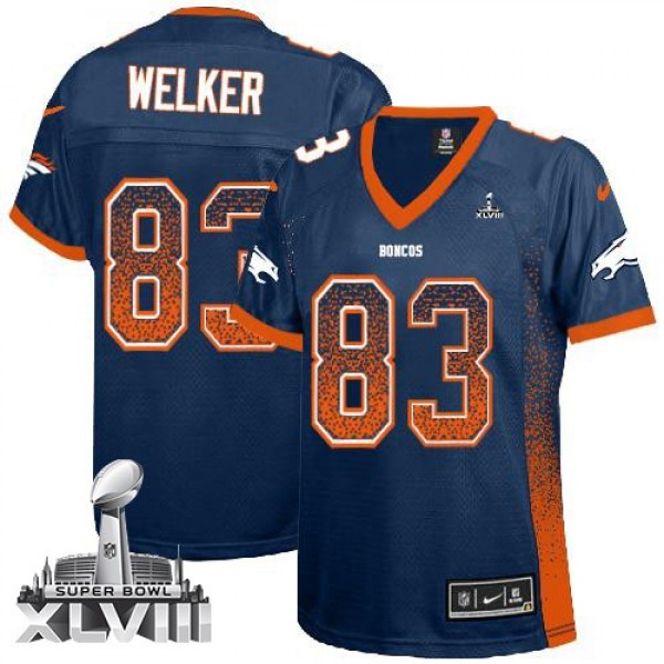 Women's Broncos #83 Wes Welker Blue Alternate Super Bowl XLVIII Stitched NFL Elite Drift Jersey