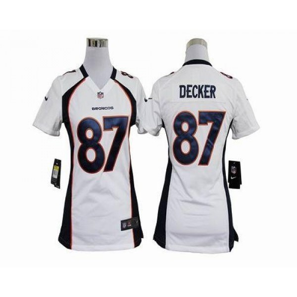 Women's Broncos #87 Eric Decker White Stitched NFL Elite Jersey