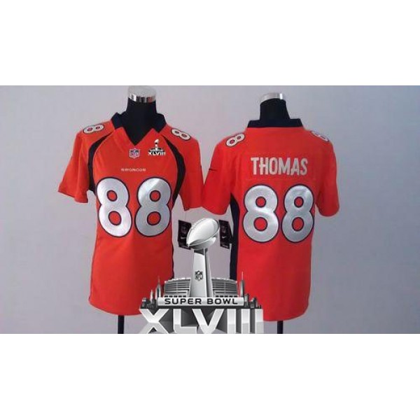Women's Broncos #88 Demaryius Thomas Orange Team Color Super Bowl XLVIII Stitched NFL Elite Jersey