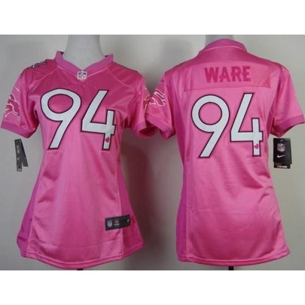 Women's Broncos #94 DeMarcus Ware Pink New Be Luv'd Stitched NFL Elite Jersey