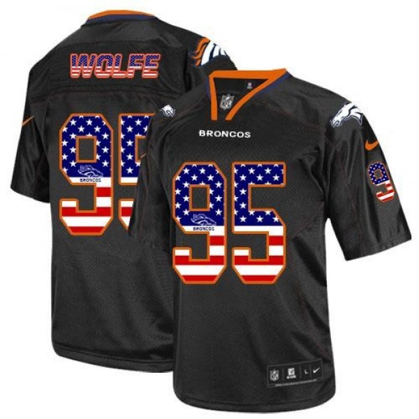 Nike Broncos #95 Derek Wolfe Black Men's Stitched NFL Elite USA Flag Fashion Jersey