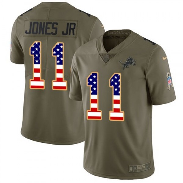 Nike Lions #11 Marvin Jones Jr Olive/USA Flag Men's Stitched NFL Limited 2017 Salute To Service Jersey