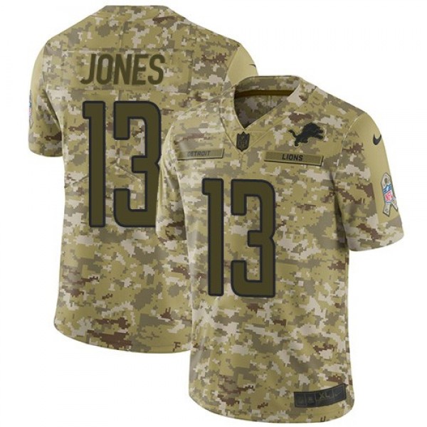 Nike Lions #13 T.J. Jones Camo Men's Stitched NFL Limited 2018 Salute To Service Jersey