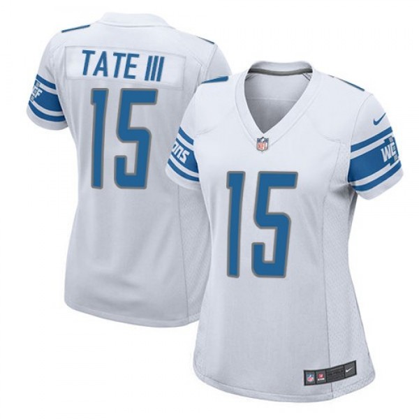 Women's Lions #15 Golden Tate III White Stitched NFL Elite Jersey