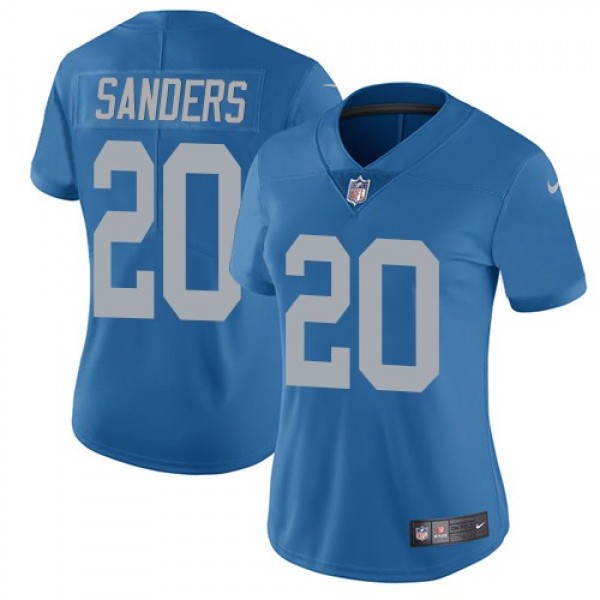 Women's Lions #20 Barry Sanders Blue Throwback Stitched NFL Vapor Untouchable Limited Jersey