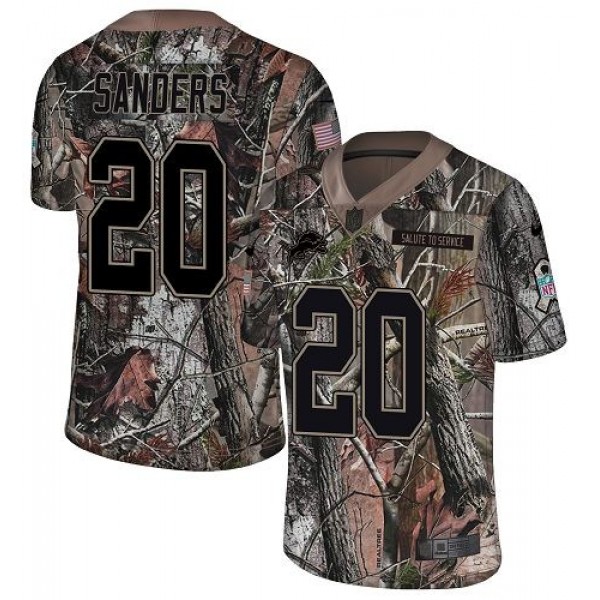 Nike Lions #20 Barry Sanders Camo Men's Stitched NFL Limited Rush Realtree Jersey