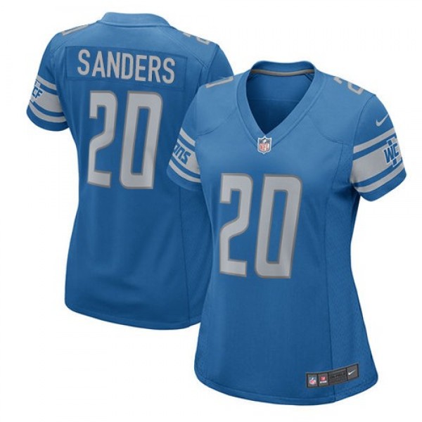 Women's Lions #20 Barry Sanders Light Blue Team Color Stitched NFL Elite Jersey