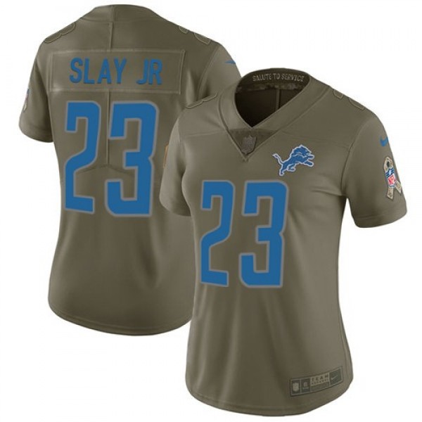 Women's Lions #23 Darius Slay Jr Olive Stitched NFL Limited 2017 Salute to Service Jersey