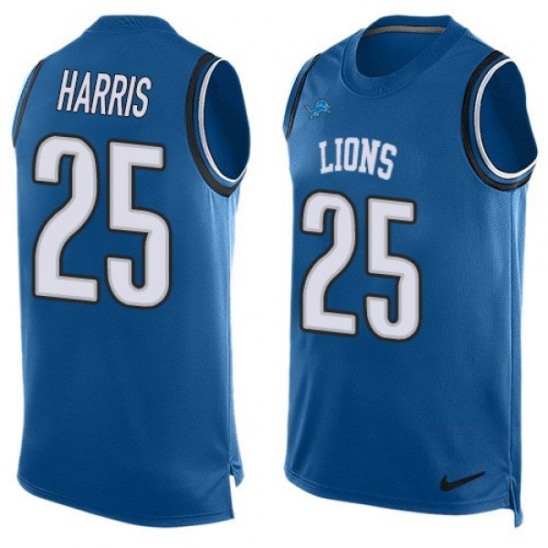 Nike Lions #25 Will Harris Blue Team Color Men's Stitched NFL Limited Tank Top Jersey