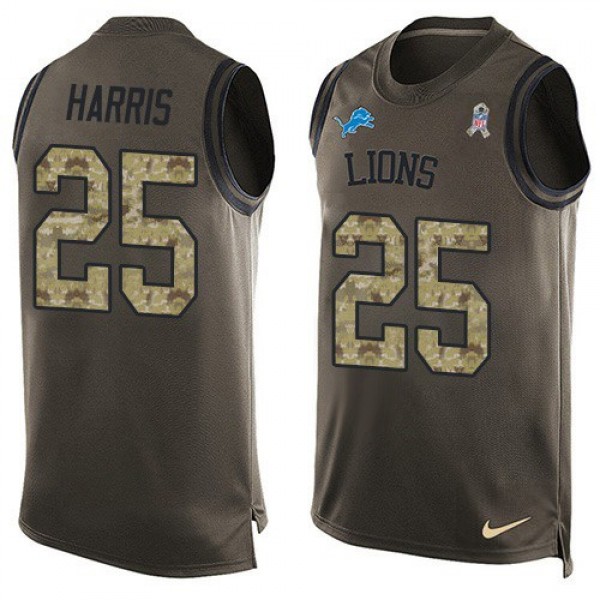 Nike Lions #25 Will Harris Green Men's Stitched NFL Limited Salute To Service Tank Top Jersey