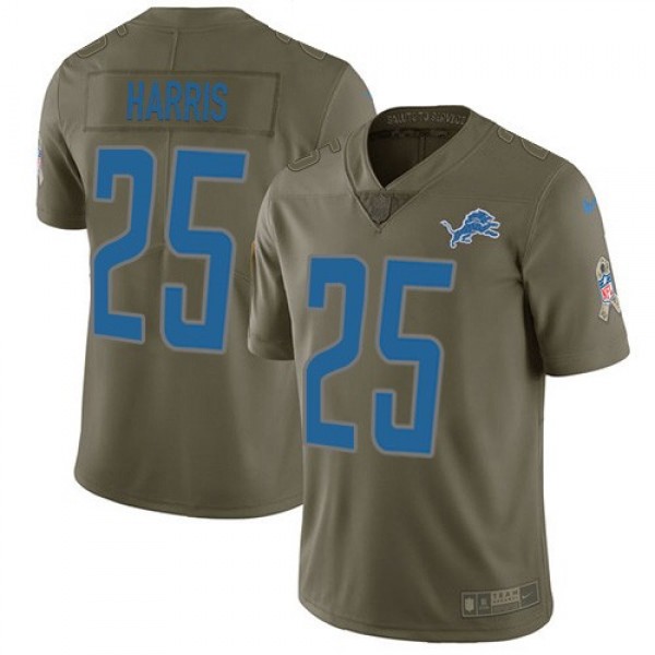 Nike Lions #25 Will Harris Olive Men's Stitched NFL Limited 2017 Salute to Service Jersey
