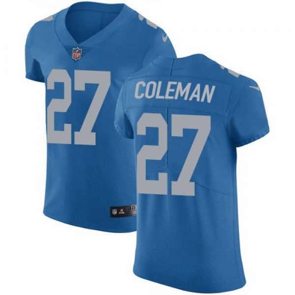 Nike Lions #27 Justin Coleman Blue Throwback Men's Stitched NFL Vapor Untouchable Elite Jersey