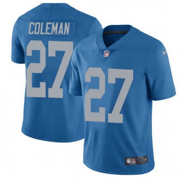 Nike Lions #27 Justin Coleman Blue Throwback Men's Stitched NFL Vapor Untouchable Limited Jersey