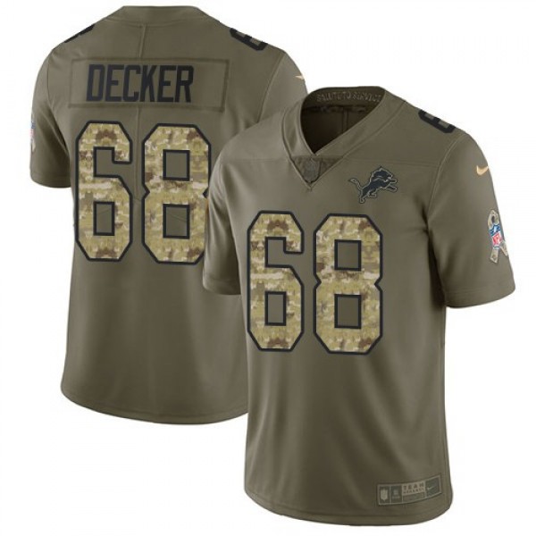 Nike Lions #68 Taylor Decker Olive/Camo Men's Stitched NFL Limited 2017 Salute To Service Jersey